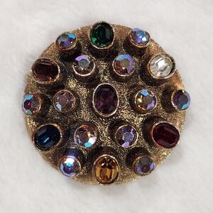 Vintage Brooch with Multicolor Bezel Set Gems